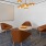 A group of reddish brown chairs