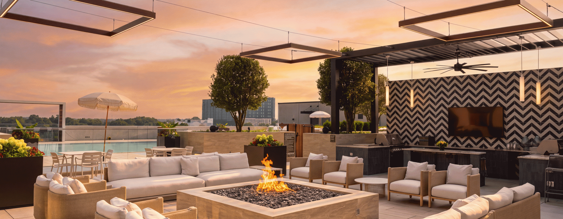 Rooftop during sunset at maeve